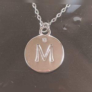 Silver Tone Gold Plated CZ Initial Necklace NEW